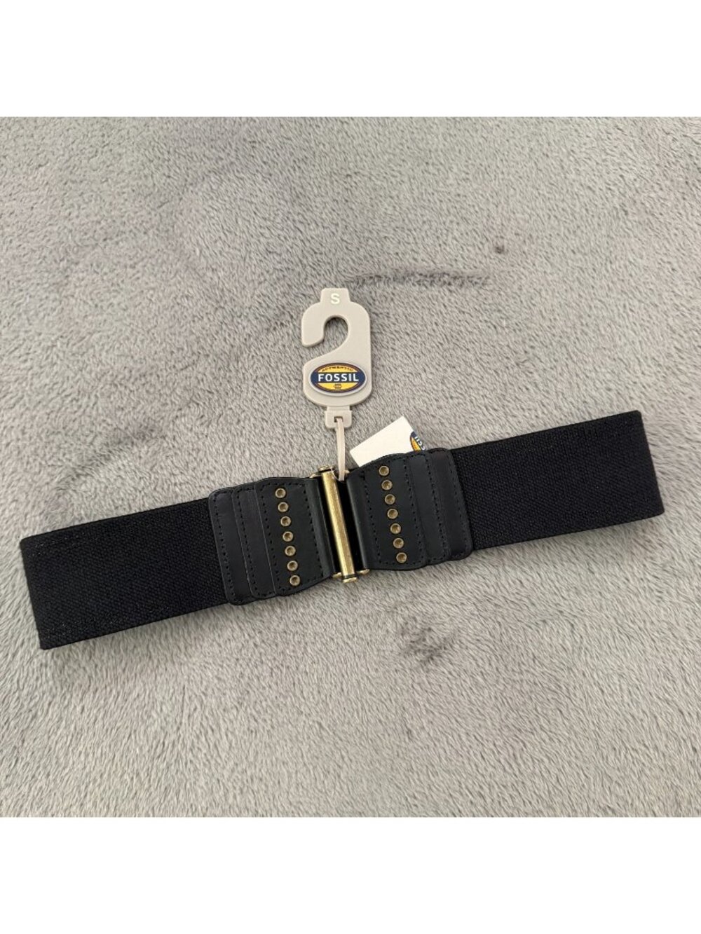 NWT Fossil Black Front Clasp Stretch Belt SMALL